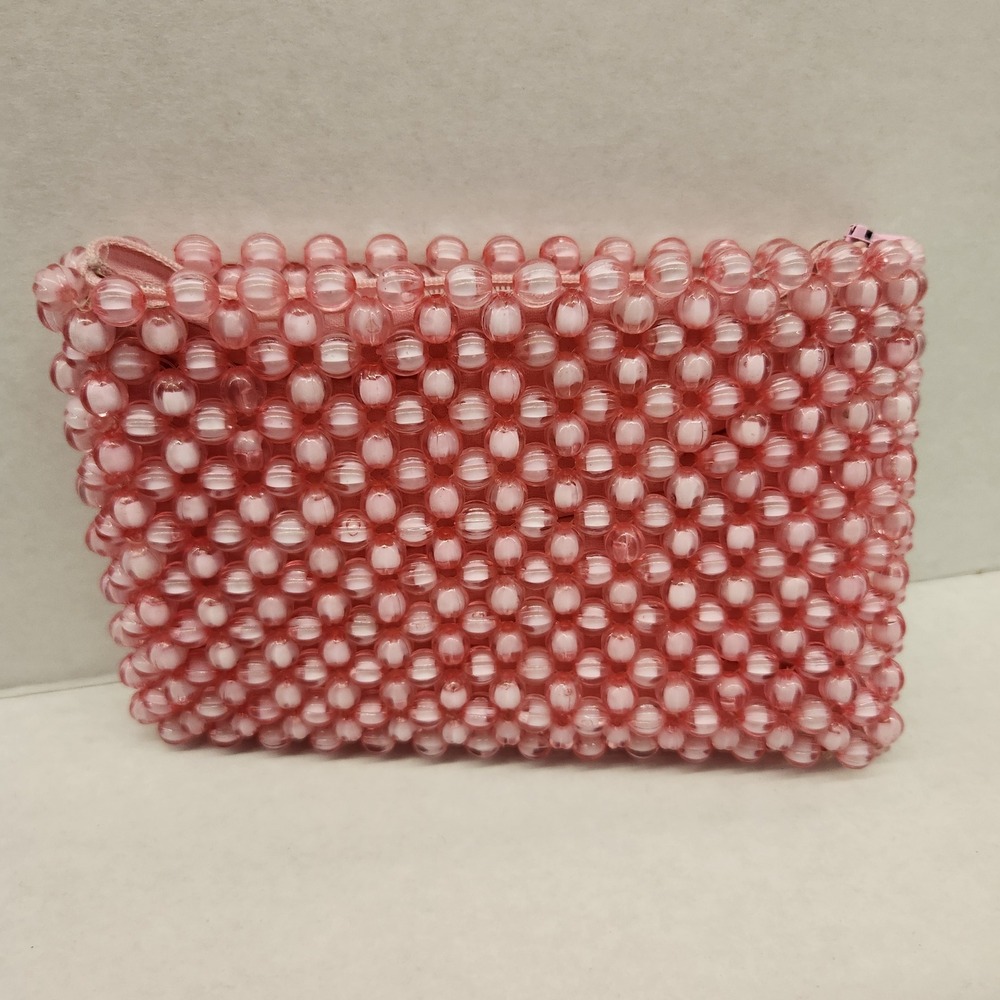 Vintage handmade Pink Beaded Clutch Evening‎ Bag Purse Party Wedding Prom